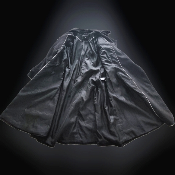 H&M Black Wool Blend Trench Coat Fall Going Out Party Preppy Spring Winter Work - Picture 7 of 7